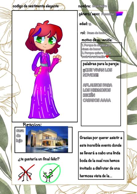 Ficha para la boda de mi beztie
