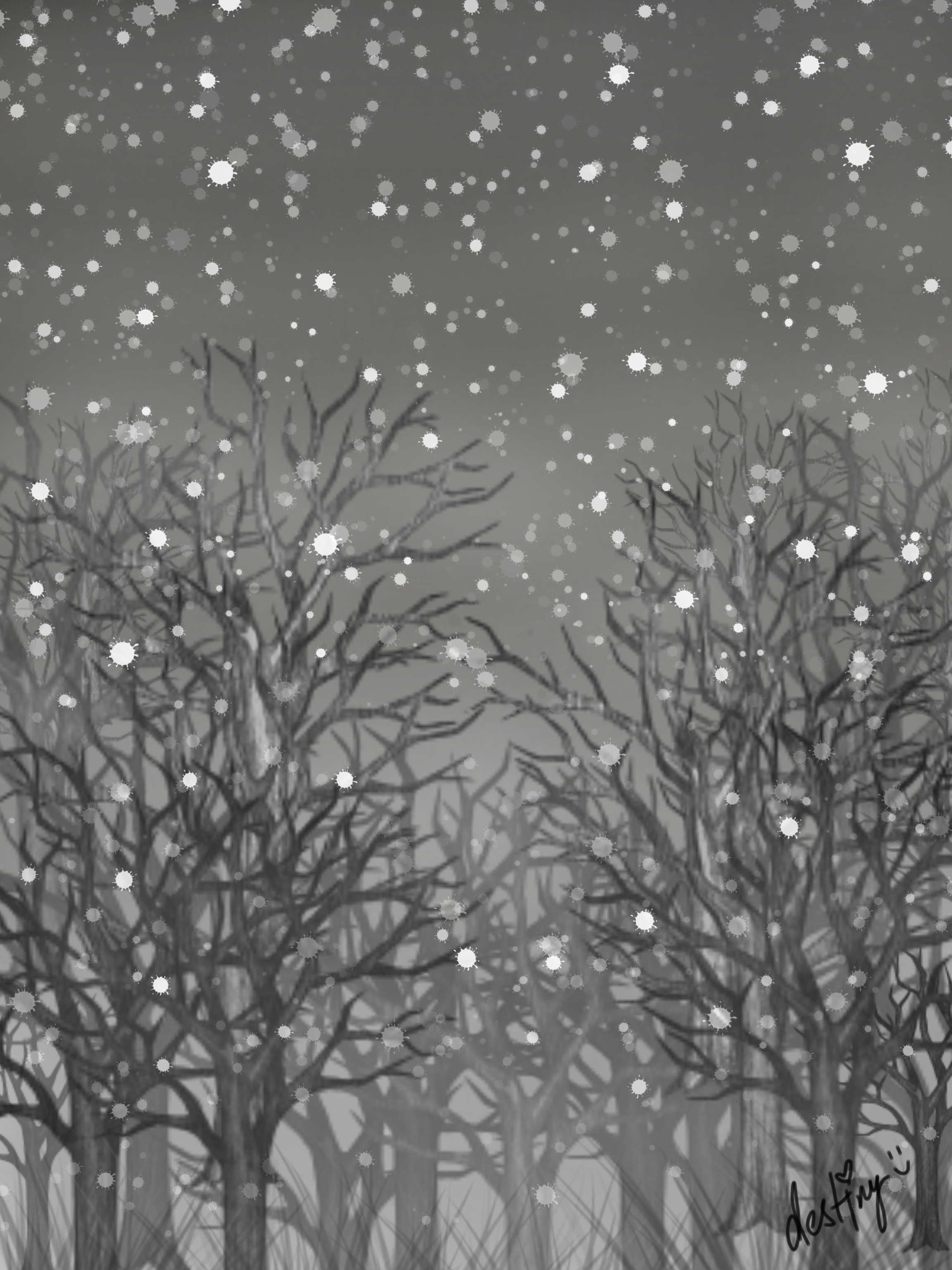 Snowy Dark Forest - ibisPaint