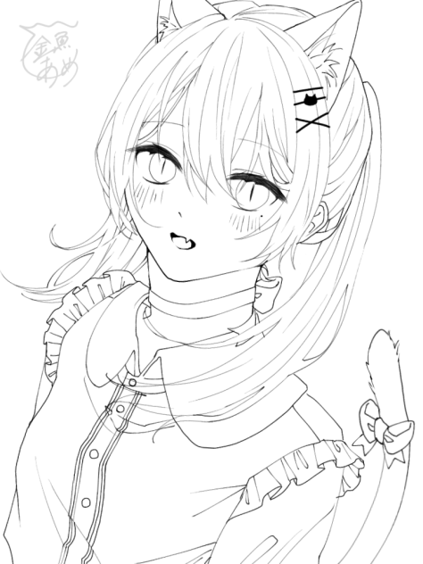 にゃ 線画
