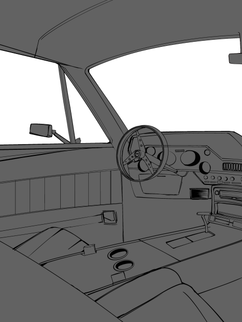 Retro car inside (uncoloured) ver2