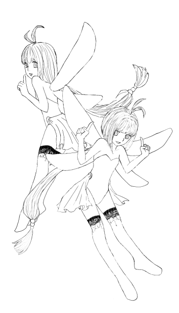 双子の妖精(塗り絵)