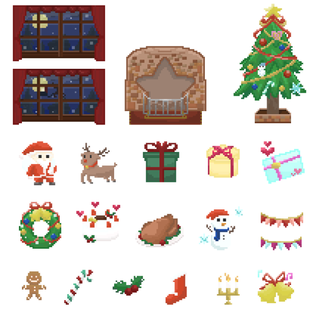 クリスマス素材(ドット絵)