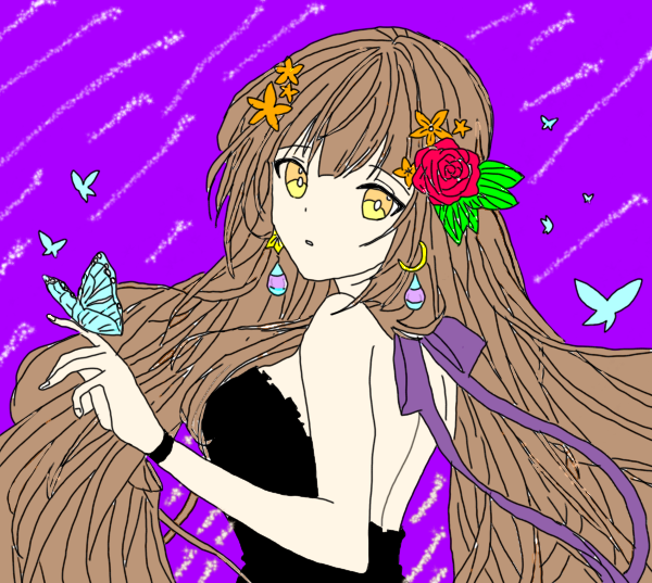 蝶を持つ女の子