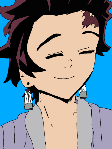 tanjiro is smilling