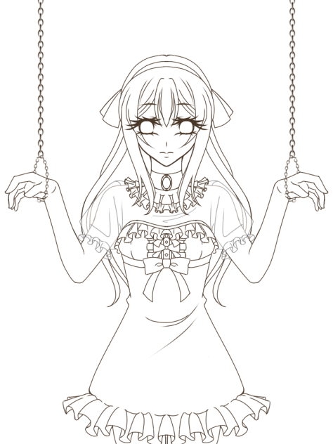 線画「囚われ姫」