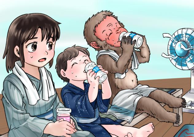 風呂上がり、猿
