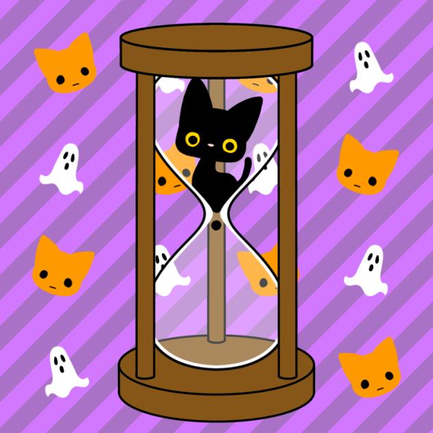 猫時計　ハロウィンバージョン