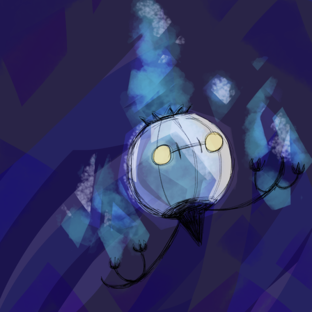 わんどろ・らくがき あやしいかぜに乗るシャンデラ