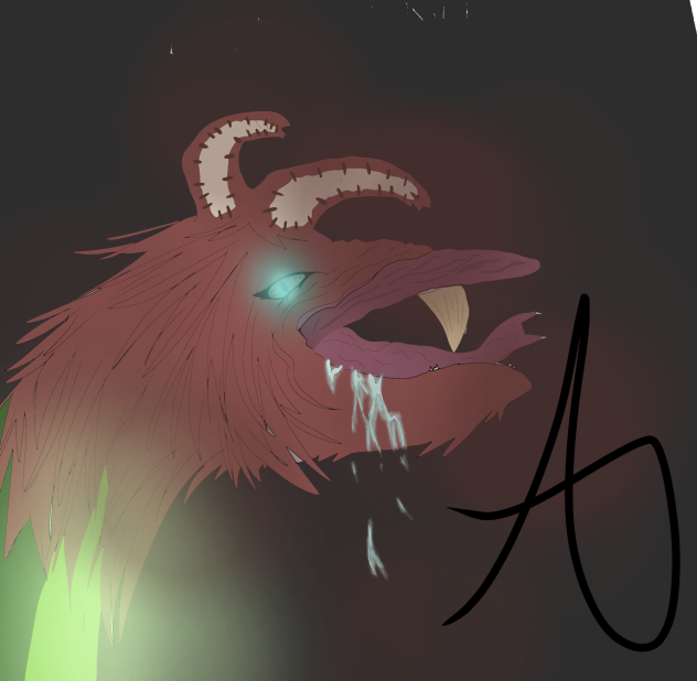 Hand shadow edited into Evil rabbit - ibisPaint