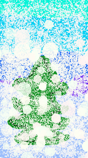 snow storm close up with a tree - ibisPaint