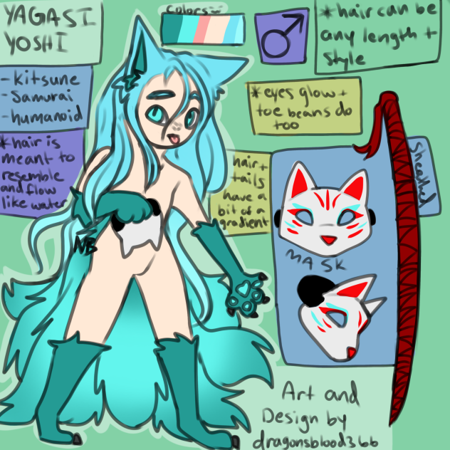 Yagasi Yoshi Ref Sheet (OC speedpaint)