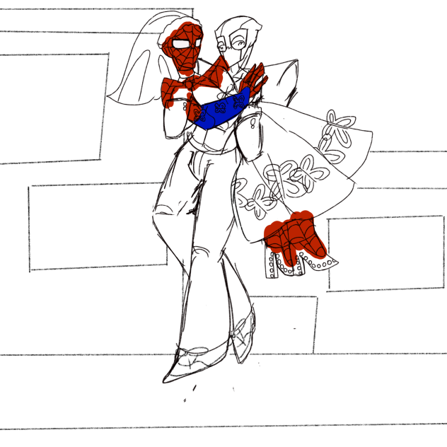 wip of deadpool and spidey