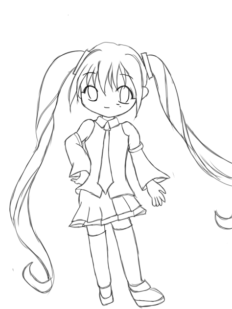 チビ初音ミク 線画