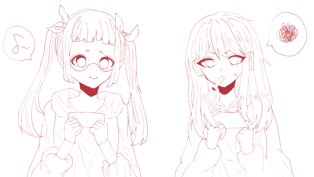 ２人でゲーム　線画