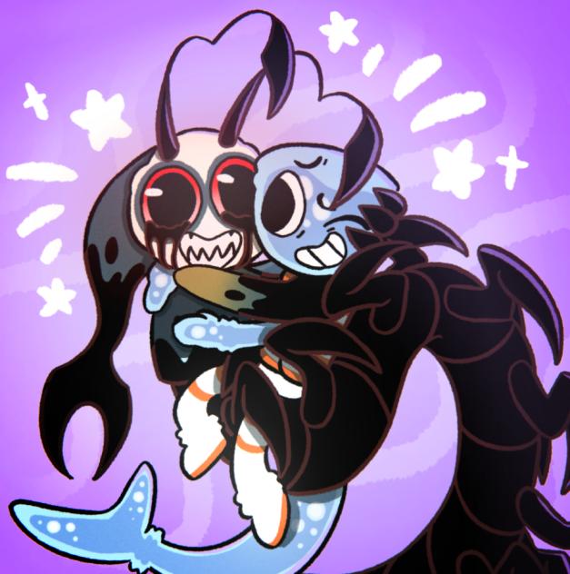 Rabies shrimp n Fisher bowl 🖤🧟🦐🖤✨🤍🎣🧡