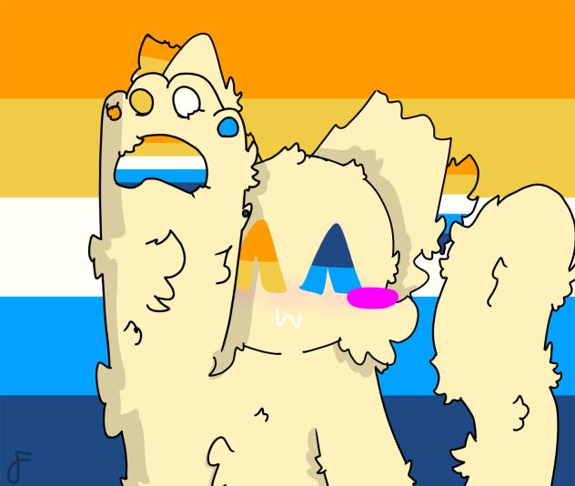 silly lil aroace cat 🧡💛🤍🩵💙