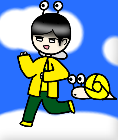空中散歩しているこたつむりとこたつむりの擬人化兼代理