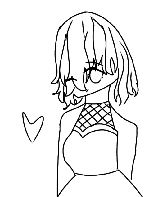 A lovely nice girl with a heart sketch