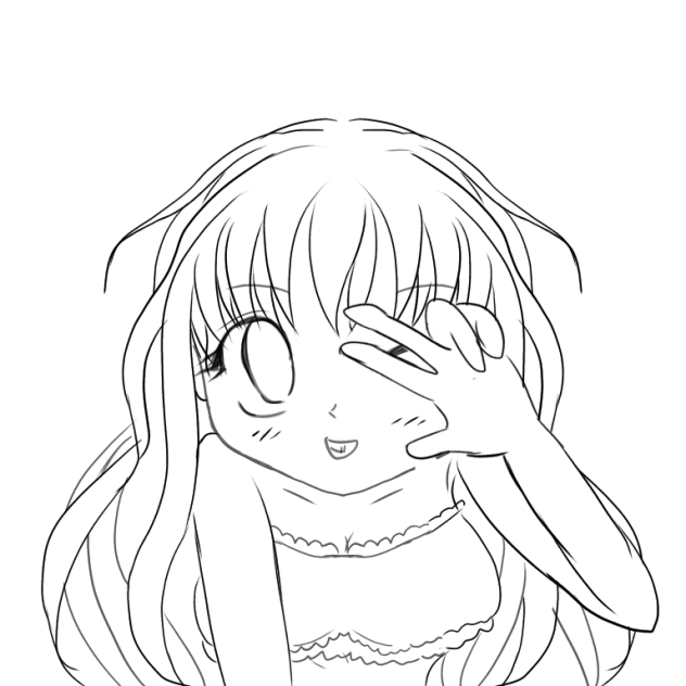 水着の女の子 線画