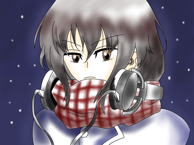 マフラーとヘッドホン