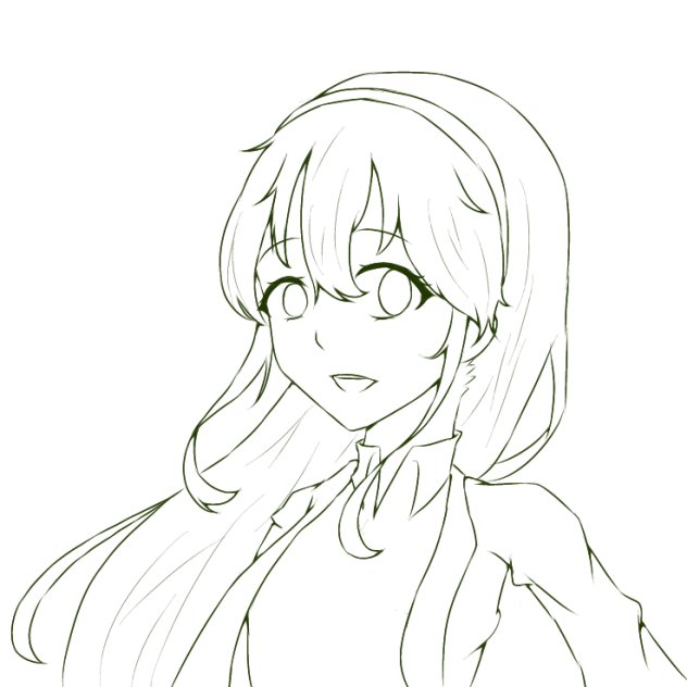 線画 おっとり系のお姉さん