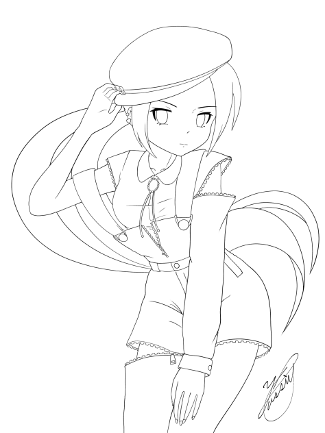 Salopette Girl（線画）
