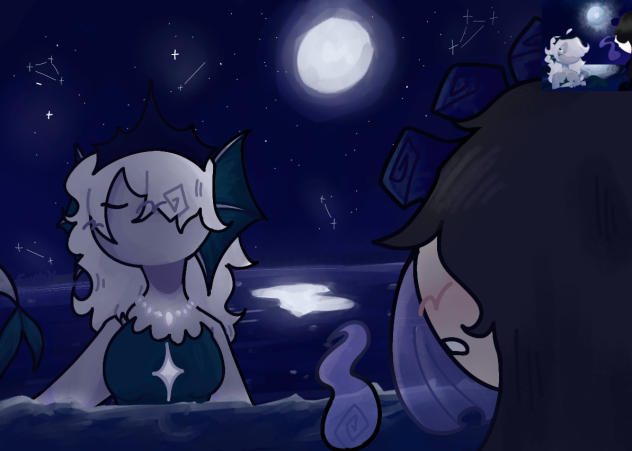 mermaid and moon girl thing