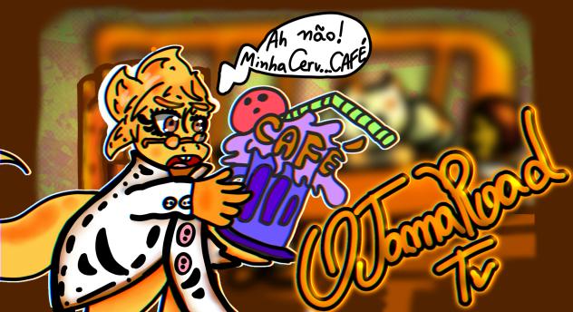 Alphys holding a beer... or coffee