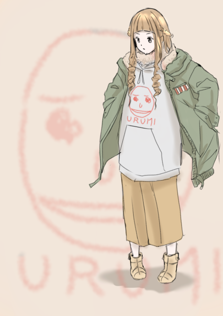 うるみ目パーカー（ラフ画）