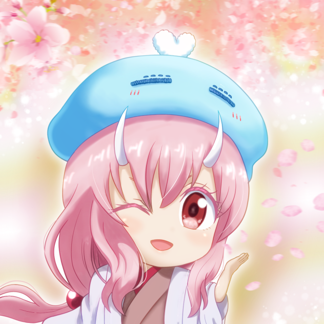 お手製帽子を試着するシュナ