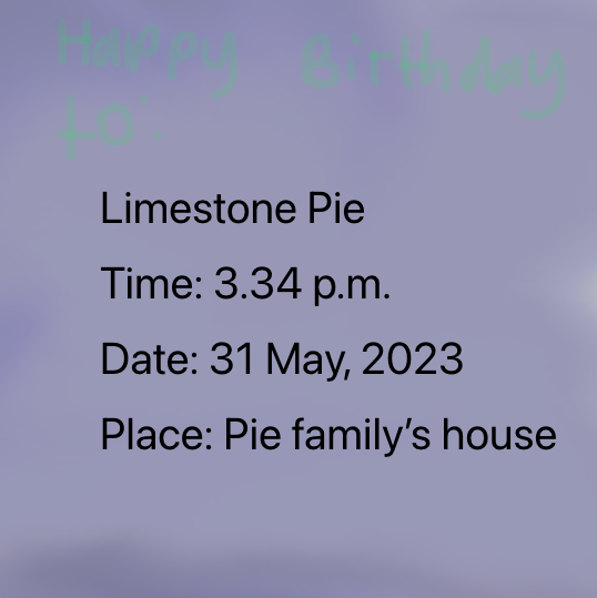 Limestone Pie’s invitation