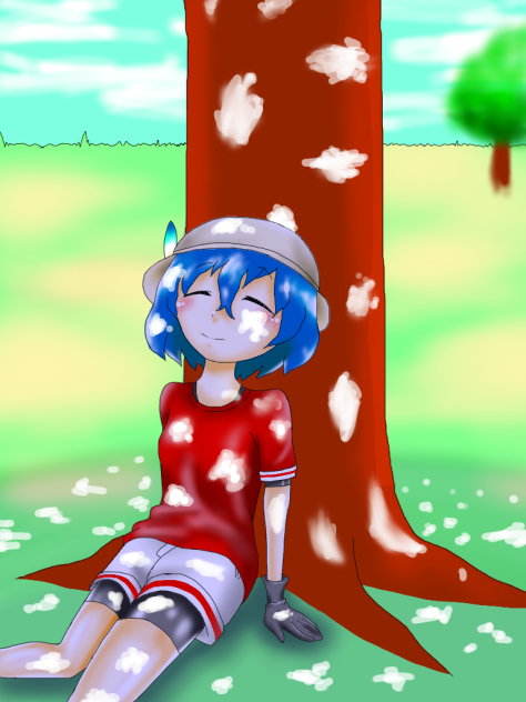 木陰で休むかばんちゃん