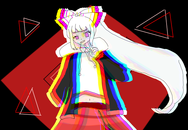 イラスト練習1回目！(藤原妹紅)色収差ありver
