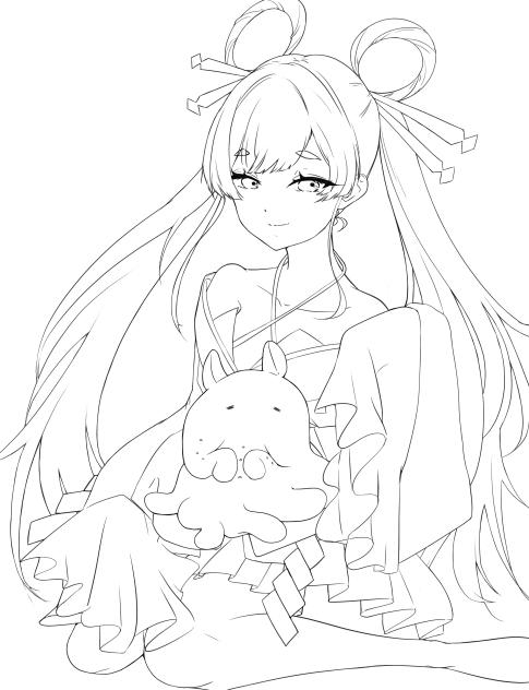 【線画】月見ヤチヨ