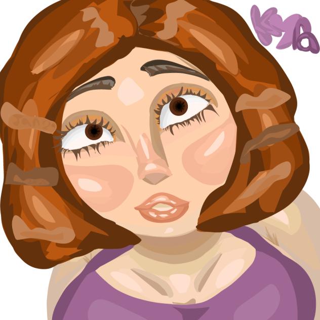 shiny lasso art cartoony red hair women