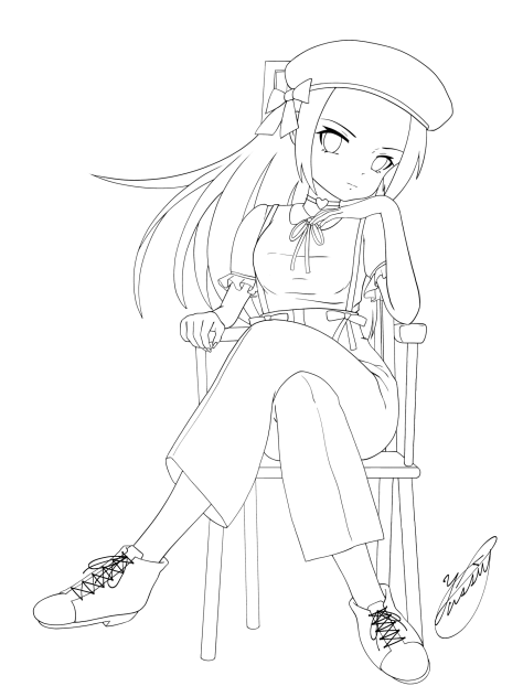 Girl in a chair（線画）