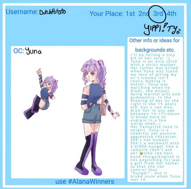 ALANA DTIYS PRIZE SHEET!