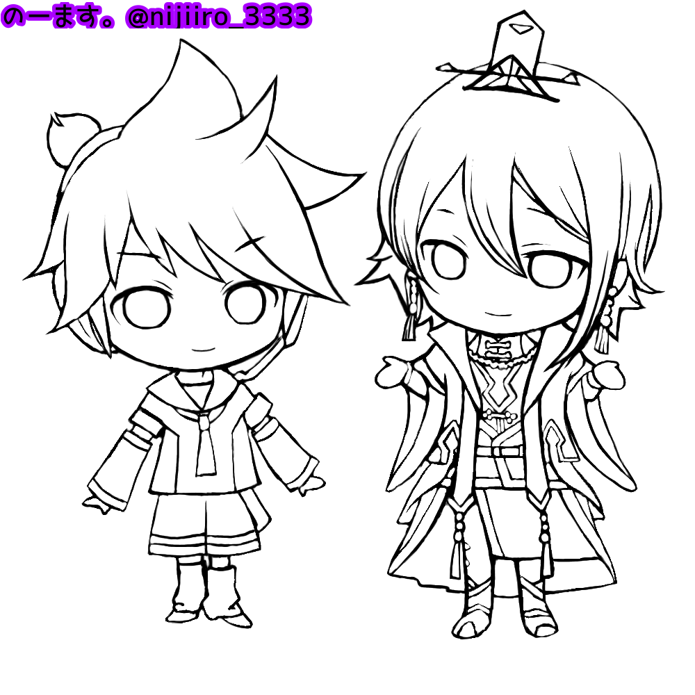 推しのおふたり(プロセカlineart)やり直し線画 - ibisPaint