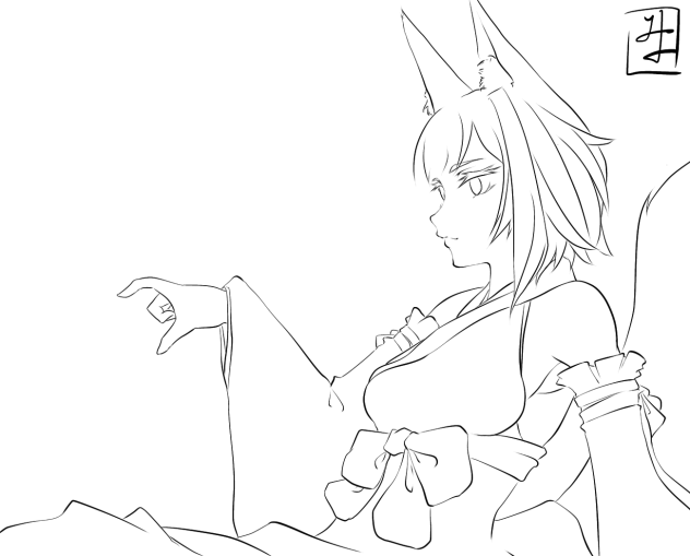 お稲荷さま　ぬり絵3