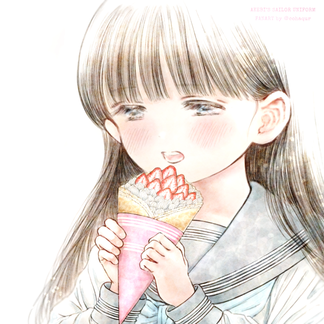 いちごクレープ食べてる明日小路ちゃん。