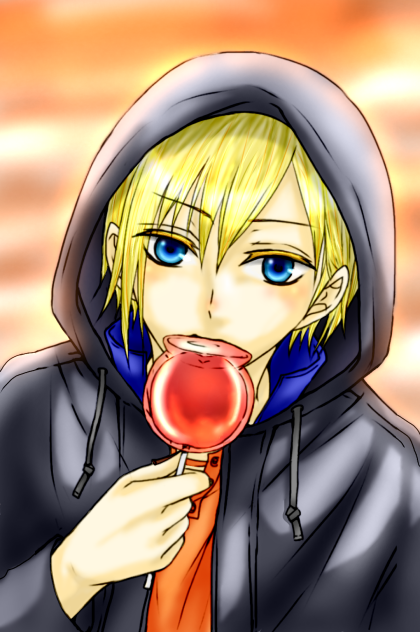 【線画】林檎飴【拝借】