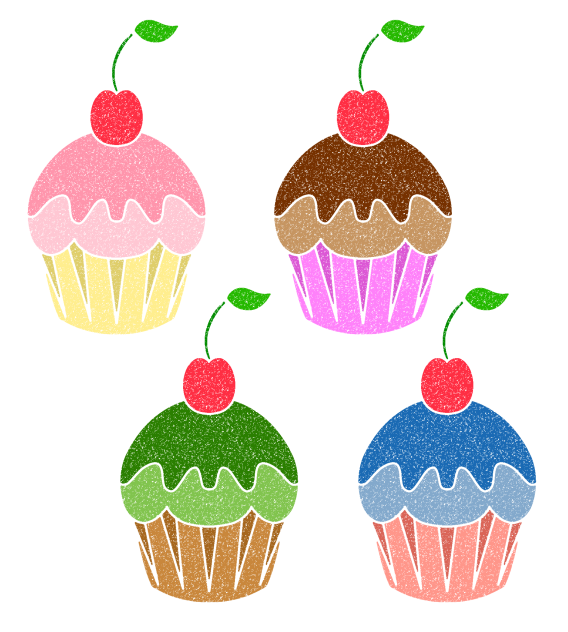 スタンプ風　カップケーキ
