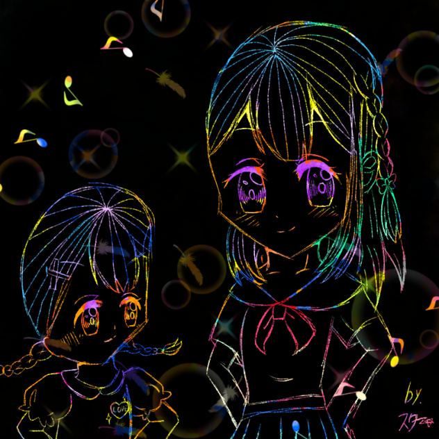スクラッチアート  【姉妹】