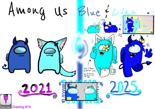 Among Us 💙🩵 Blue and Cyan 2021 and 2025