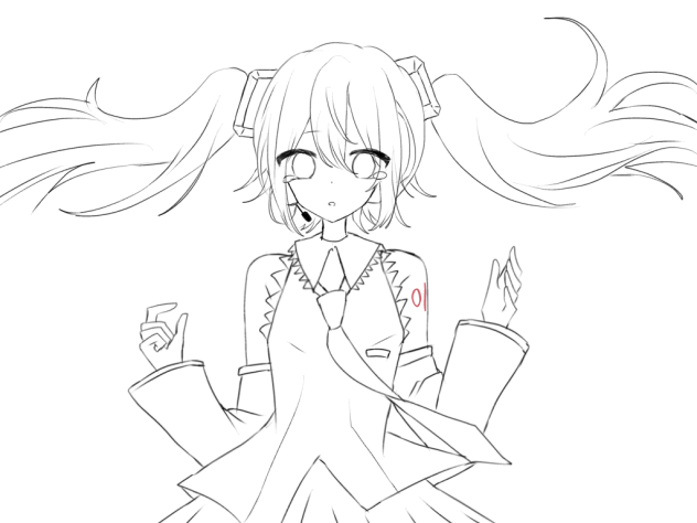 ミク　線画