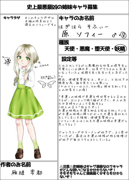 キャラ募集✨の補足？キャラ