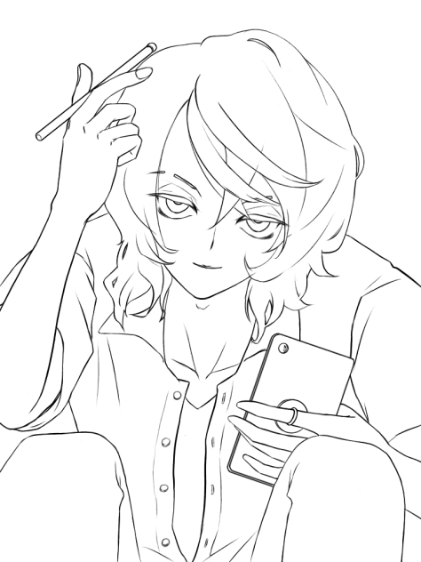 週末落書き24 線画 ドヤ顔