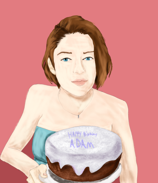 Jill Valentine with a cake