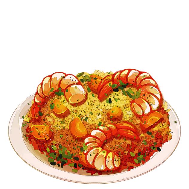 Shrimp, carrots and seasoned rice