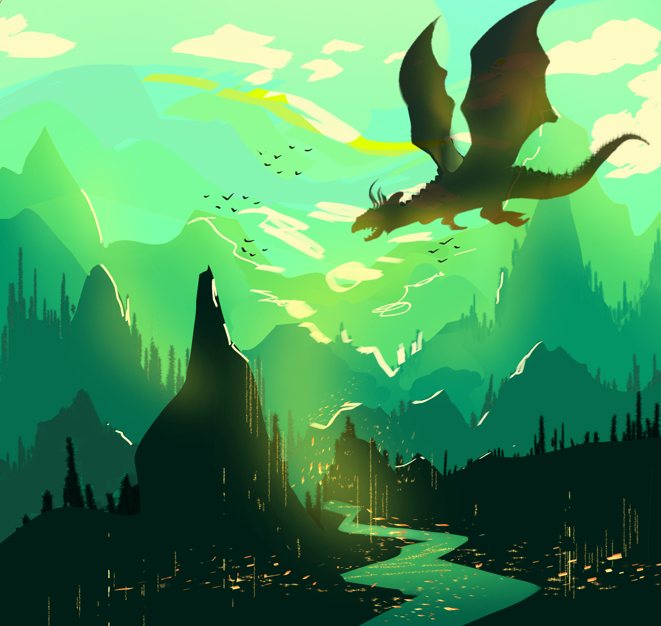 Dragon Mountains - ibisPaint